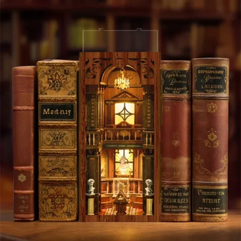 Diy Wooden Book Nook Kit Shelf Insert - Rak Buku Dekorasi Rumah Bertema Filosofis,