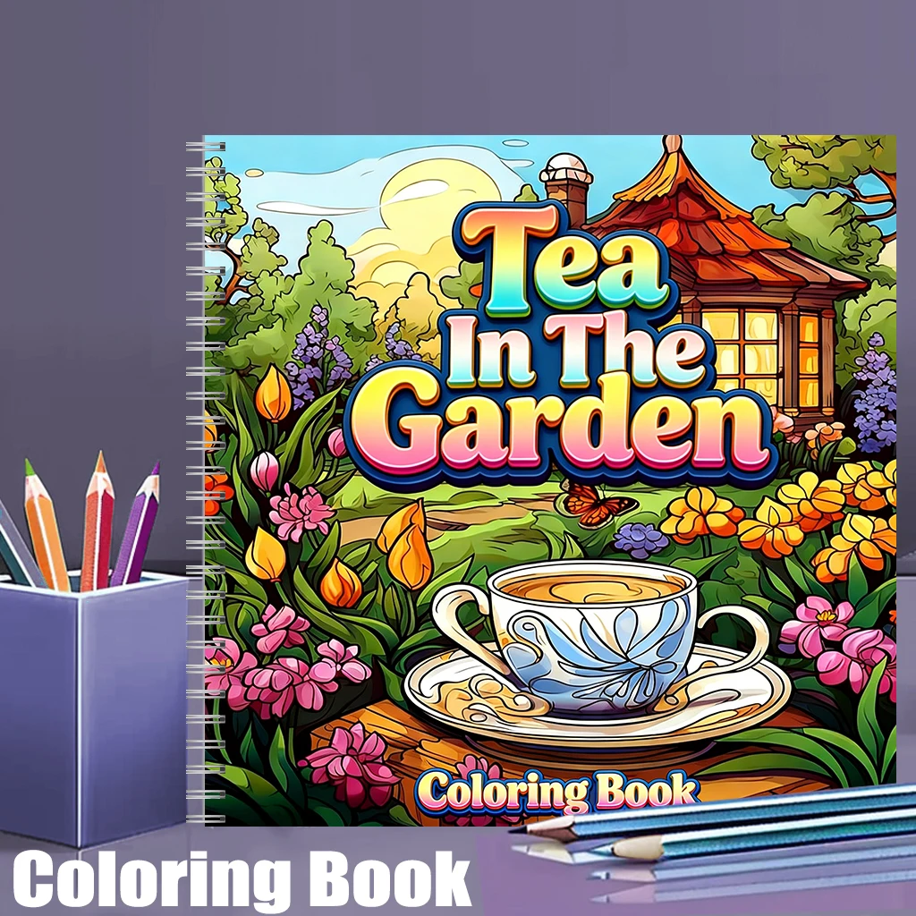 Adult Coloring Book Stress Relief - Buku Mewarnai Tea In The Gardens
