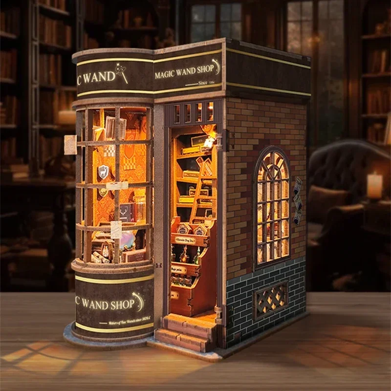 Kit Model Miniatur Kayu Buatan - Diy Wooden Book Nook Kit Shelf Insert ulasan dan harga