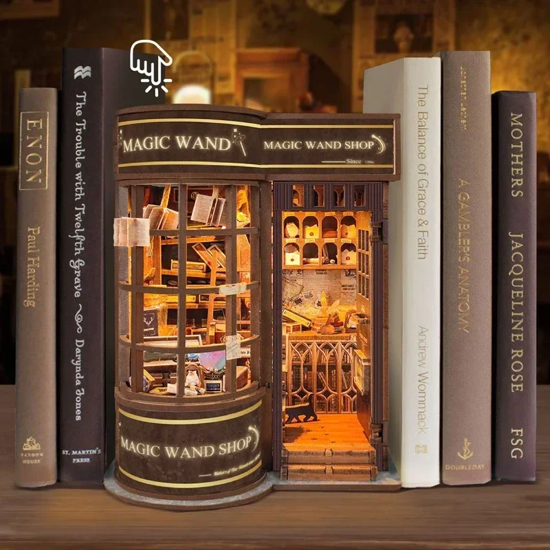 Kit Model Miniatur Kayu Buatan - Diy Wooden Book Nook Kit Shelf Insert ulasan dan harga